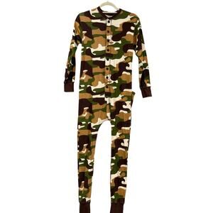 Cabin Lodge Camo Cotton Buck Naked Trap Door Flapjack Pajama One Piece Womens S